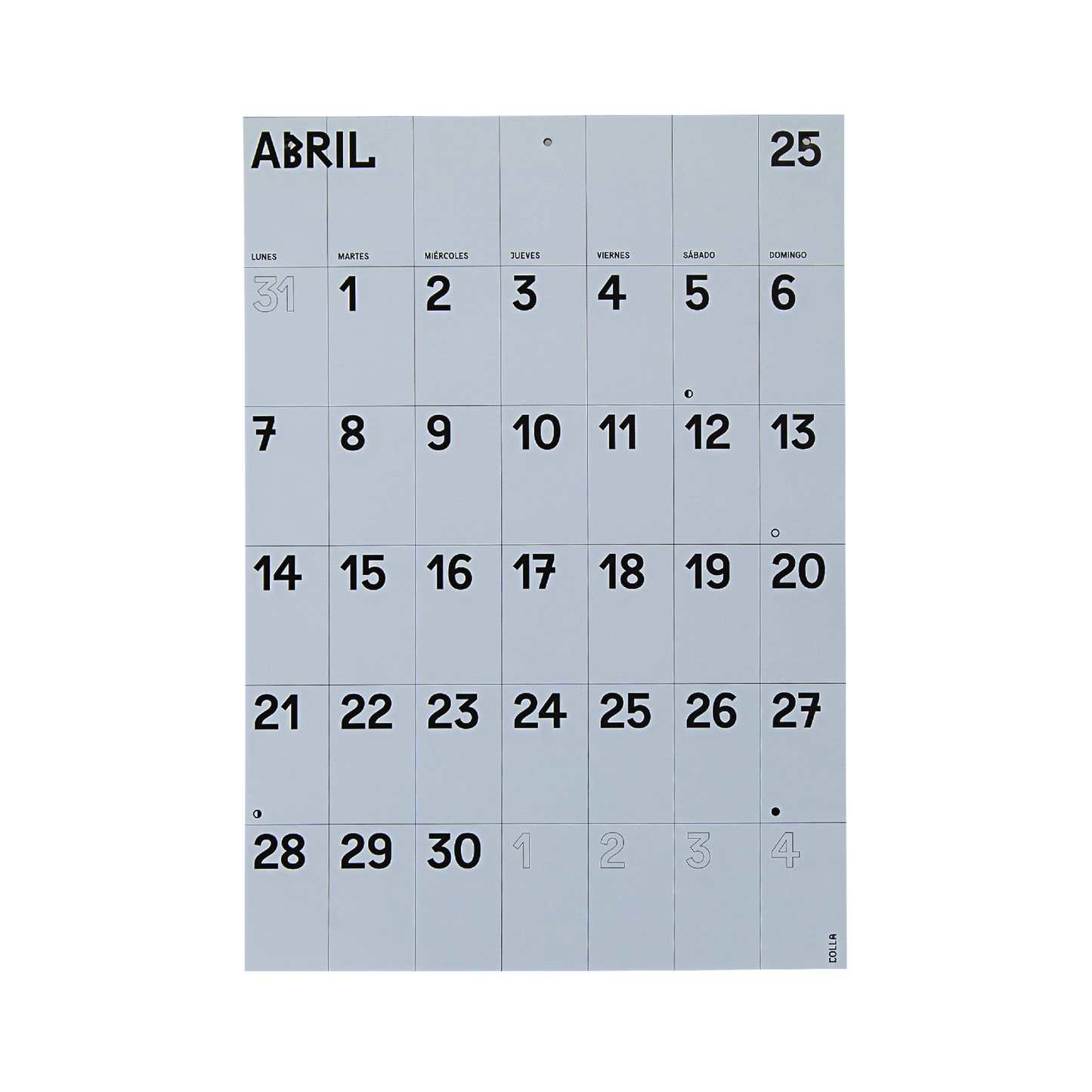 Abril calendario 2025